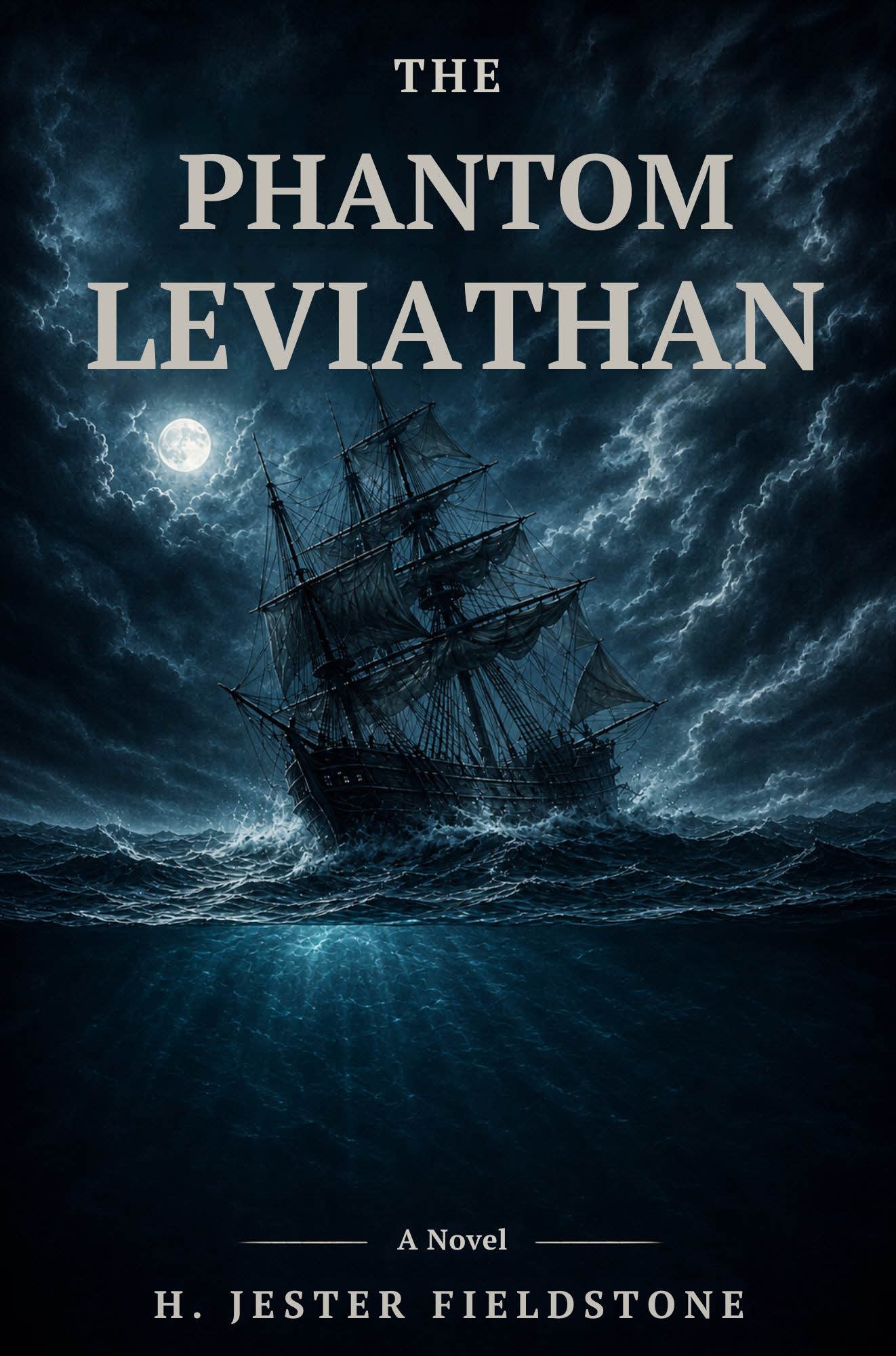 THE PHANTOM LEVIATHAN The Phantom Leviathan historical maritime novel book cover. A novel by H Jester Fieldstone